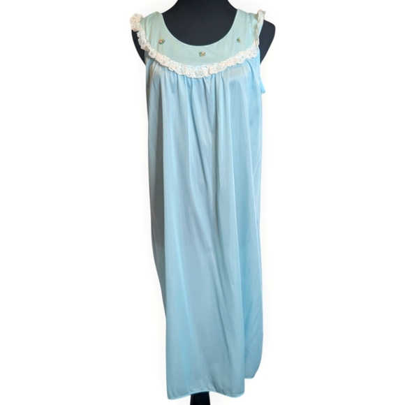 Vintage Ruffles & Embroidered Rosettes Slip Dress - Picture 2 of 4